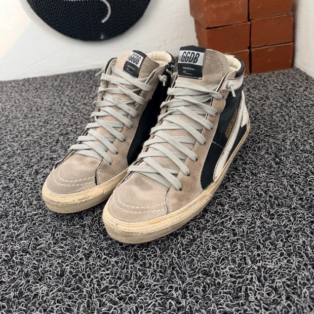 골든구스 슬라이드 하이탑 블랙/그레이 - 41사이즈