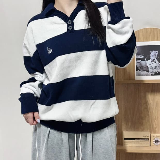 [정품] 캉골 단가라 카라 니트 [ M ]