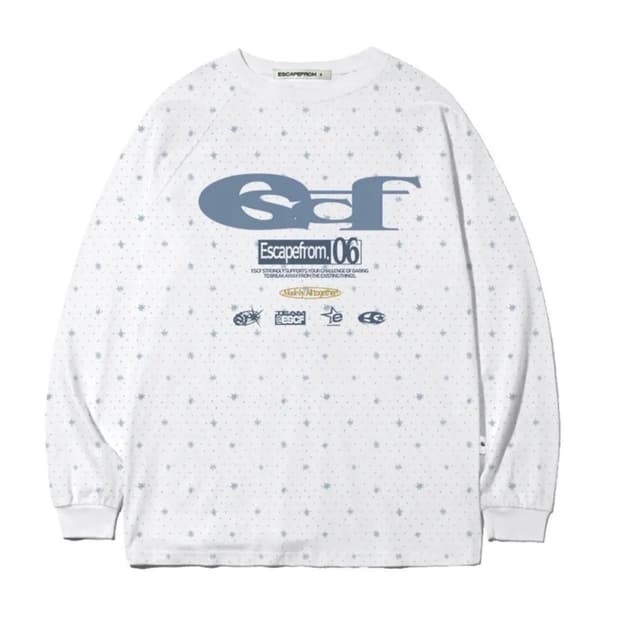 이스케이프프롬 ESCF 로고 콜라주 앤드 뾰족별 풀프린트 롱슬리브