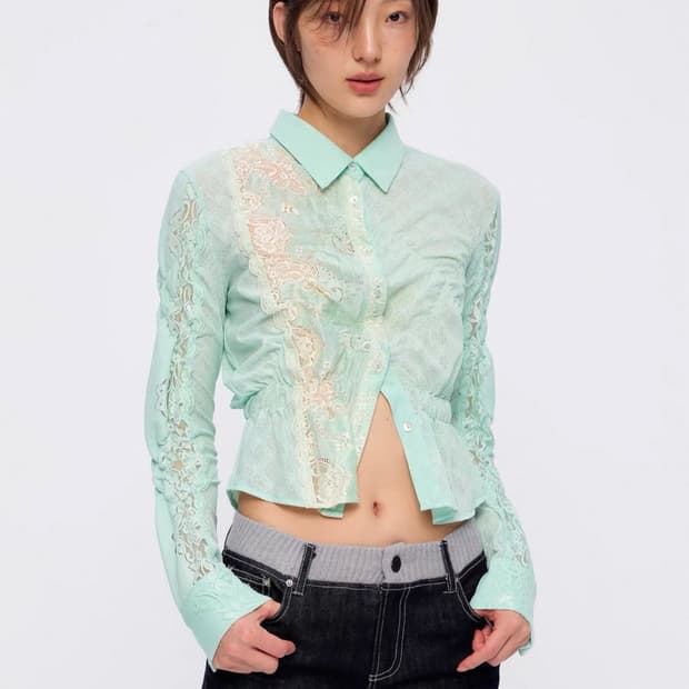 9266 studio 레이스 셔츠 블라우스