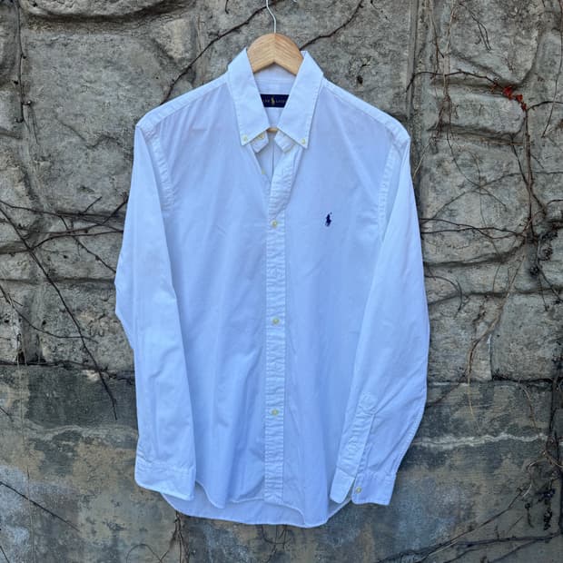 폴로 랄프로렌 화이트 코튼 드레스 셔츠 m