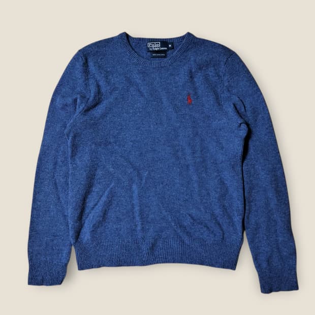 폴로 램스 울 니트 멜란지 블루
