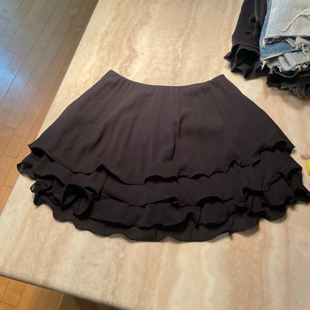 y2k 갸루 프릴 미니 스커트 캉캉 치마 블랙