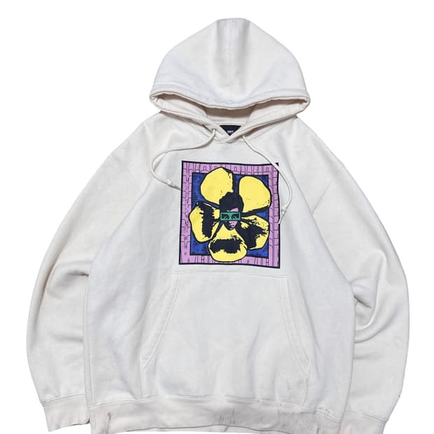 오베이 플라워 프린팅 아이보리 후드티