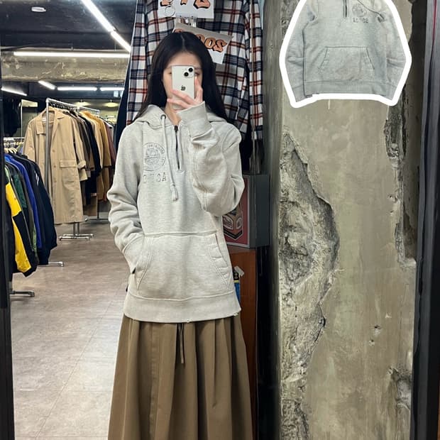 아베크롬비 반집업 기모 후드티 라이트그레이 M #csz3447