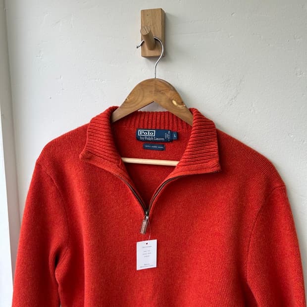 16044 - 폴로 랄프로렌 오렌지 반집업 울 니트 (램스 울 100%)