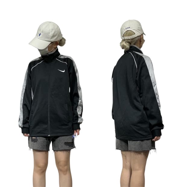 나이키 블랙 오버핏 트랙탑 져지 M
