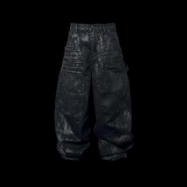 에모스탠스클럽 코티드 배기 와이드 팬츠