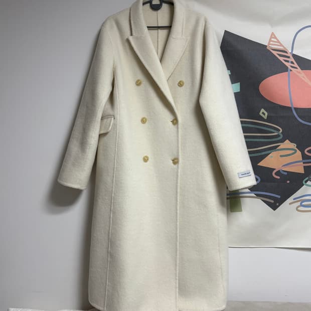 마젤브라운 양모 아이보리 더블코트