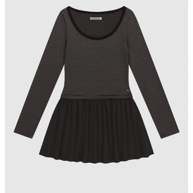 코이 스트라이프 드레스 브라운