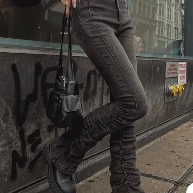 유랜 블랙 셔링 팬츠