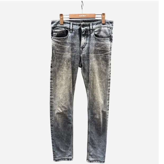 캘빈클라인 위싱 데님 팬츠 미드라이즈 화이트 브러싱 백포켓 로고 디테일