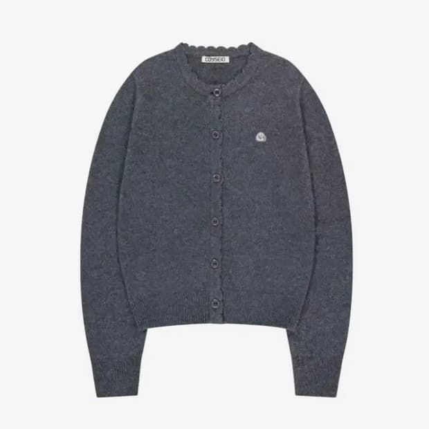 코이세이오 플라워 버튼 가디건 그레이