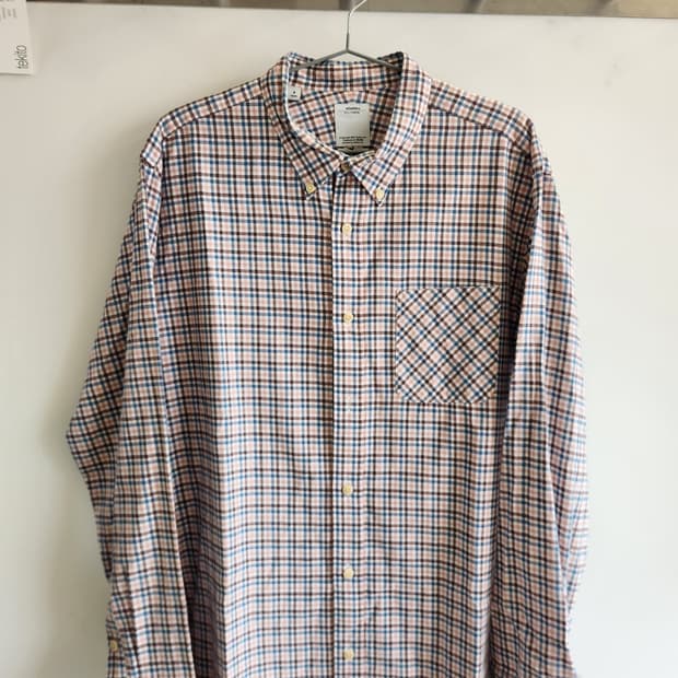 비즈빔 핑크 마이크로 타탄 체크 b.d 셔츠 l/s