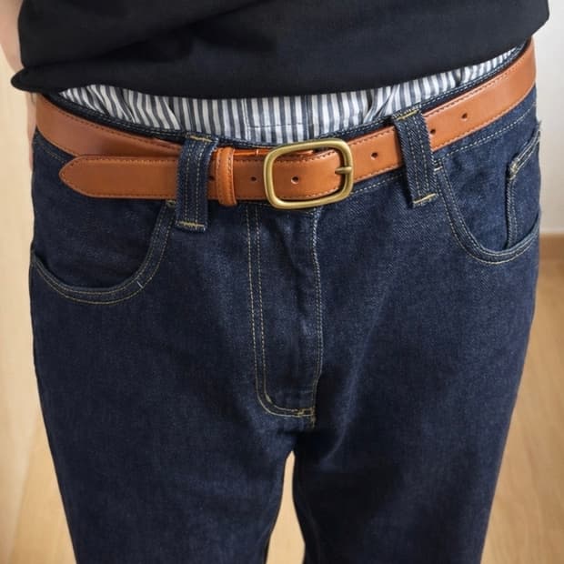 소가죽 브라스 버클 데일리 벨트