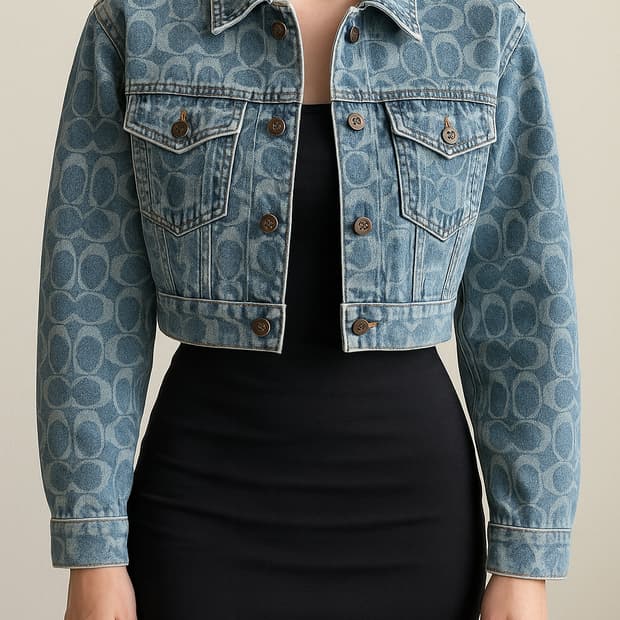 코치 스타일 모노그램 크롭 데님 자켓 (44~55)