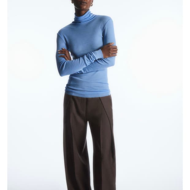 Cos 코스 메리노 울 터틀넥 탑 스카이블루 s