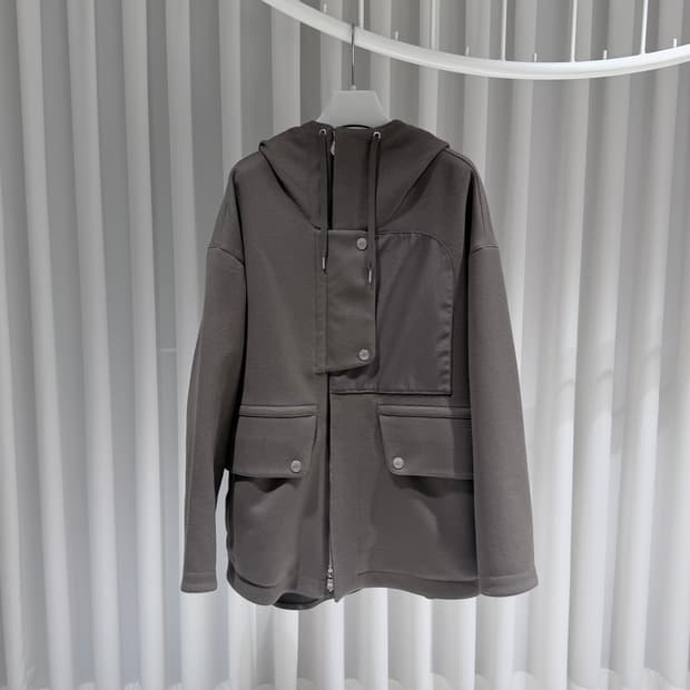 (A+/50) / 에르메스 나일론 후드 집업 자켓 카키 브라운