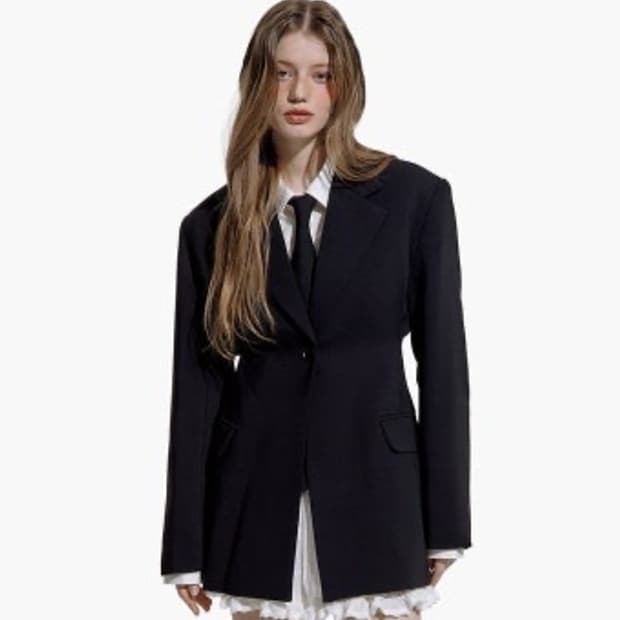 새상품)러프넥 라인커브자켓