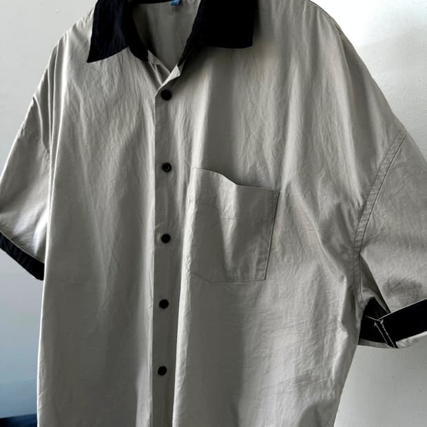 Light cotton panel design BIG H/S shirt