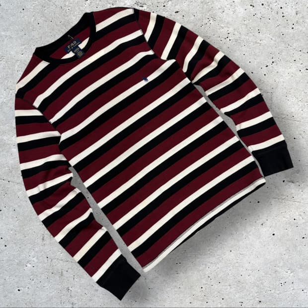 [S] 폴로 랄프로렌 와플 스트라이프 긴팔 티셔츠 C6