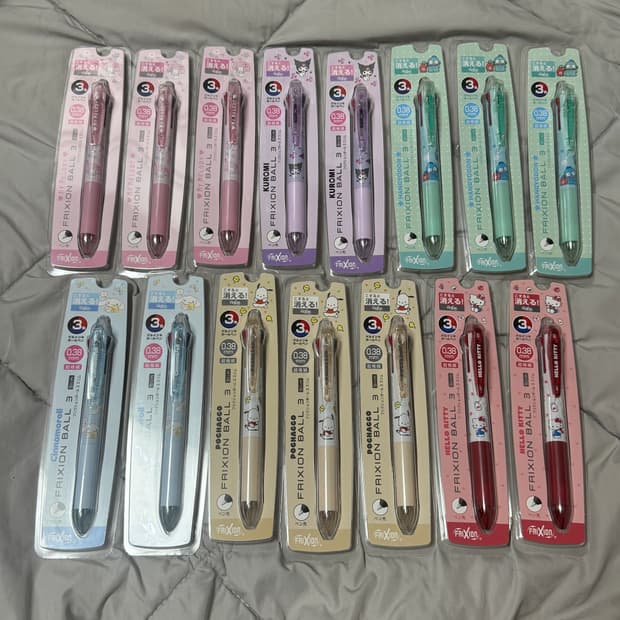 산리오 프릭슨 지워지는 볼펜 0.38mm 3색 헬로키티 한교동 포차코