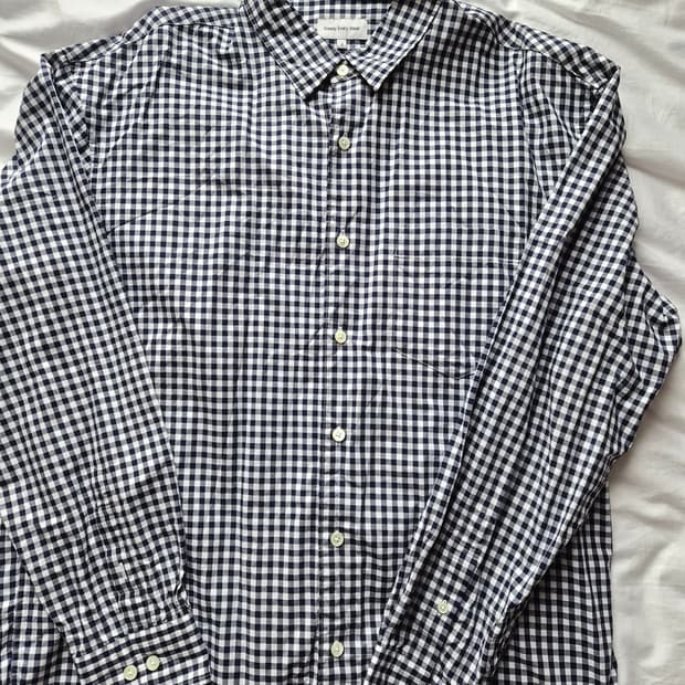 스테디에브리웨어 sew 깅엄체크셔츠 다크네이비 3사이즈 