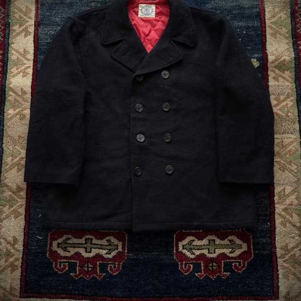 90s J press double Navy Peacoat