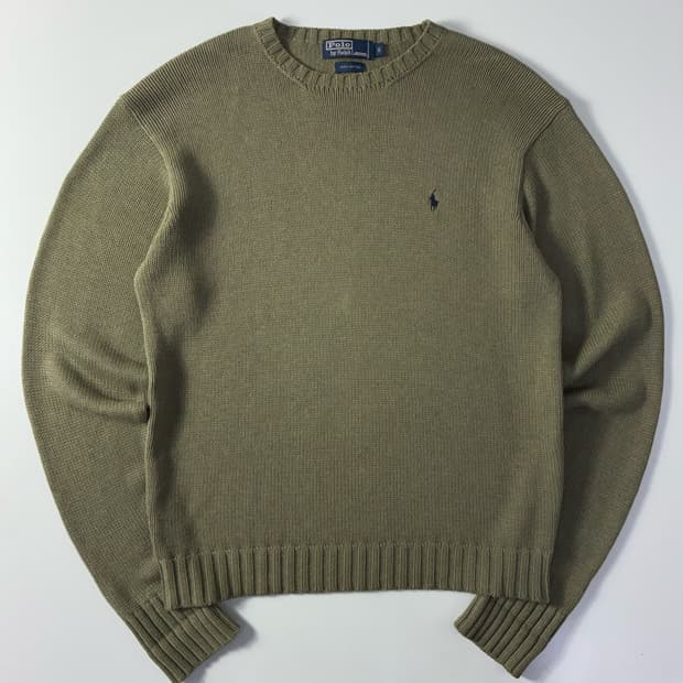 Polo  폴로 랄프로렌 자수 코튼 카키 니트  