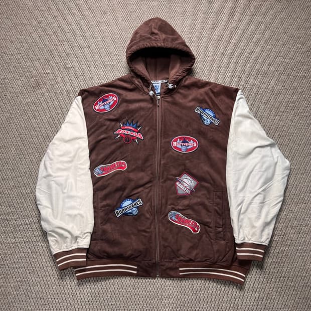 리크웨어 멀티패치 스웨이드 후드 자켓 브라운 XXXL