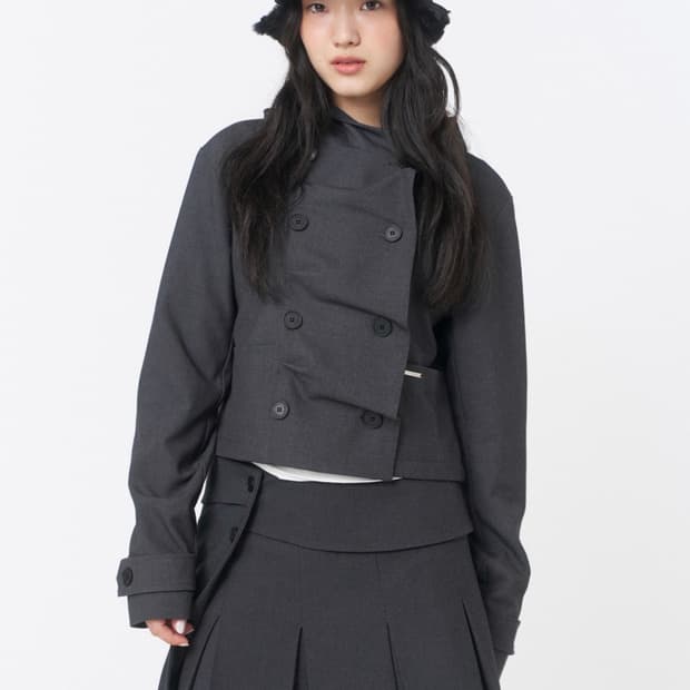 미세키 서울 Cowl neck button Jacket CHARCOAL