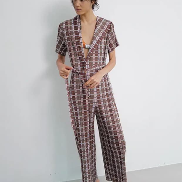 공디드 디자인 플리츠 점프수트