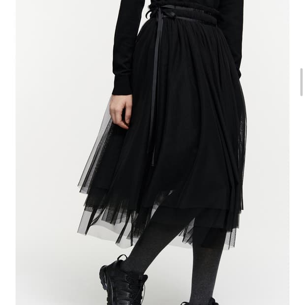 버뮬라 스커트 RIBBON TULLE LONG SKIRT(BLACK)