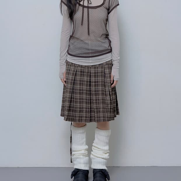 팬시클럽 체크 스커트