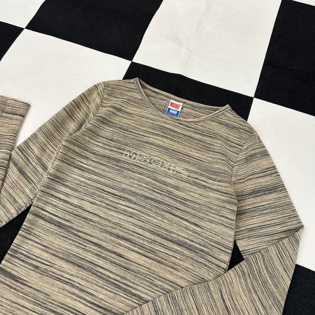 스펠아웃로고 스트라이프 텐션 롱슬리브 