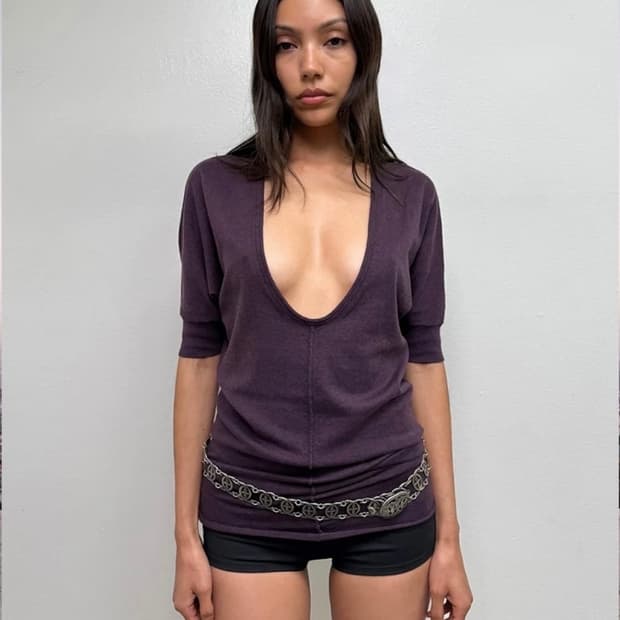 Tank air 탱크에어 퍼플 니트톱 s