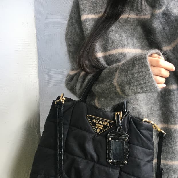 PRADA 프라다 나일론 금장 핸들 투웨이 백