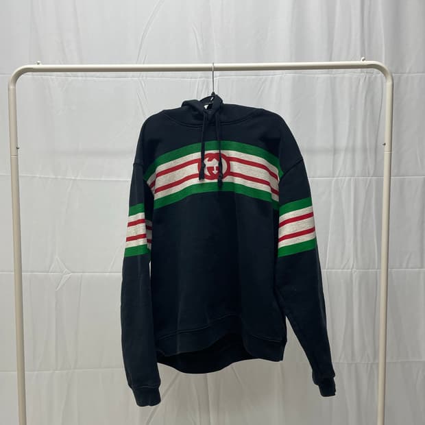 구찌 인터로킹 G 스트라이프 후드 티셔츠 [M]