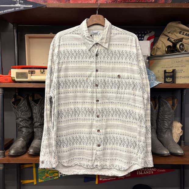 90s b.p.c 클래식스 자카드 에스닉 패턴 코튼셔츠 N1122