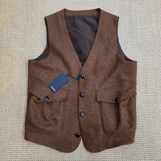 LARDINI 라르디니 이탈리안 최고급 트위드 도네갈 버진울 헌팅 베스트
