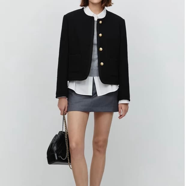 던스트 클래식 부클 트위드자켓(black,s)