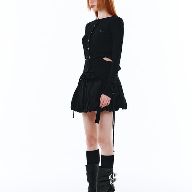 leey yeel 벌룬 미니 스커트 블랙