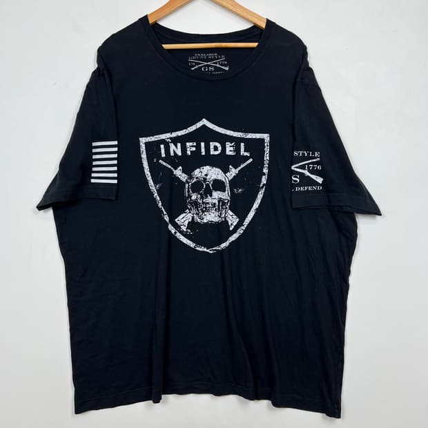 VTG INFIDEL 스컬 성조기 오버핏 반팔티