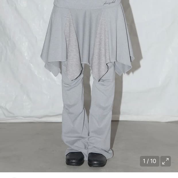 팬시클럽 언발란스 스커트 레이어드 핀턱 팬츠