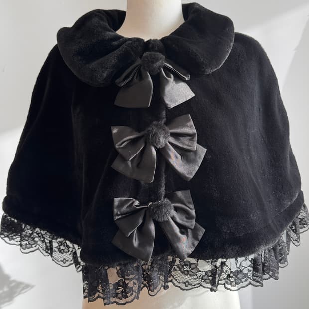 앙크루즈 히메갸루 코갸루 양산형 지뢰계 퍼 케이프 판초 