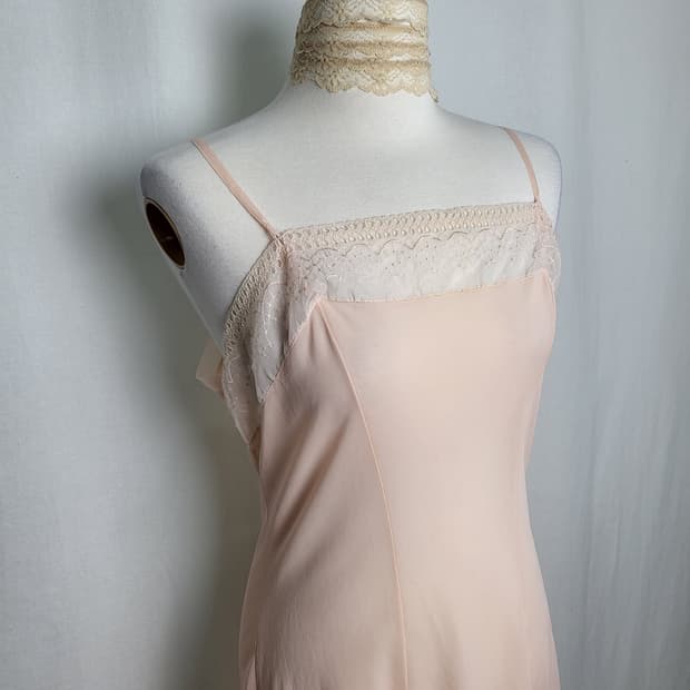 빈티지 피치 슬립 원피스