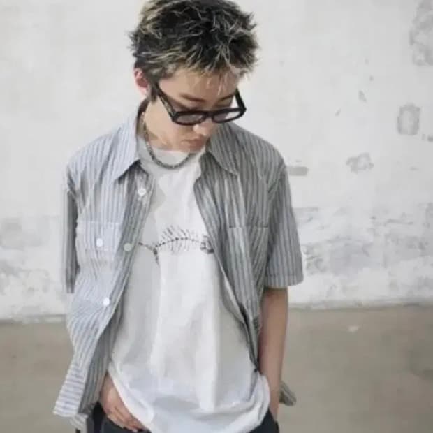 해칭룸 2pk 도비 스트라이프 반팔 셔츠