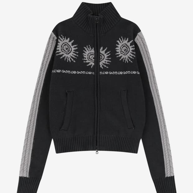 아캄 Sun Jacquard Zip-Up Sweater