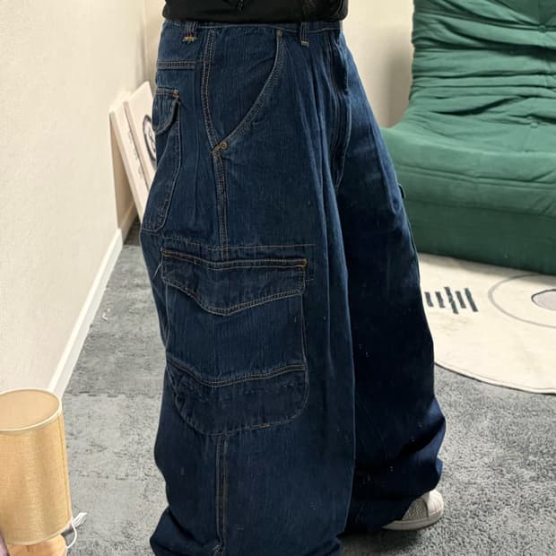 90s 데님 카고 와이드 팬츠