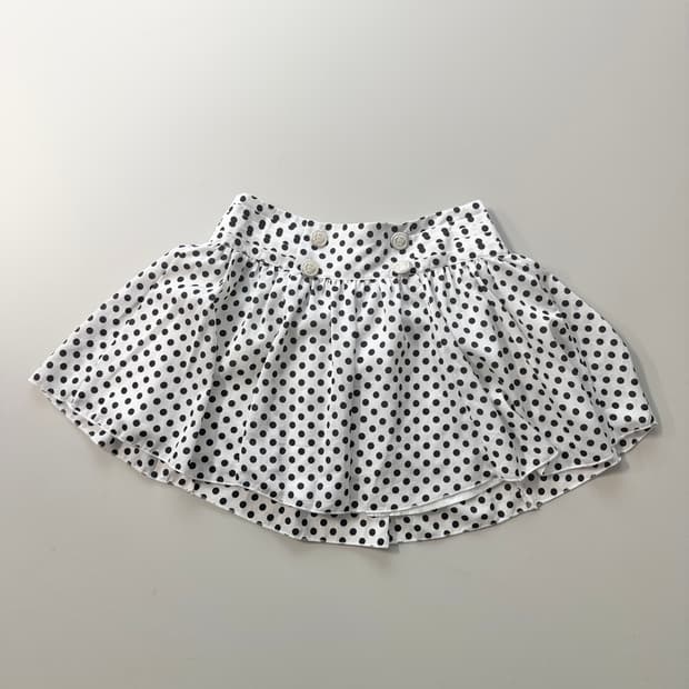 웨이스트 버튼 도트 패턴 스커트